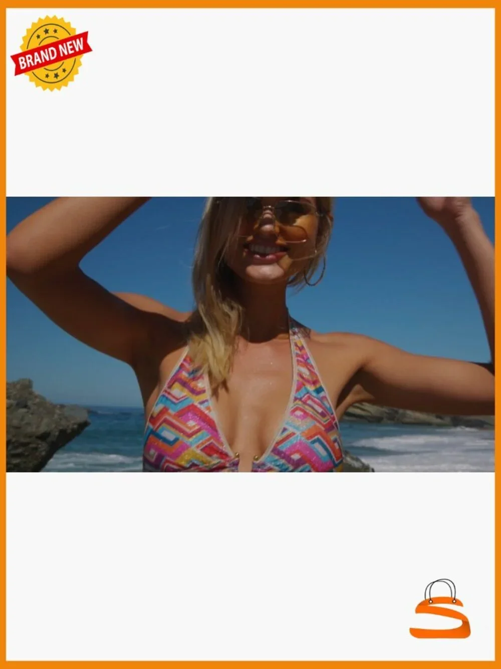 Medium Halter Bikini Top with Adjustable Ties and Removable Cups